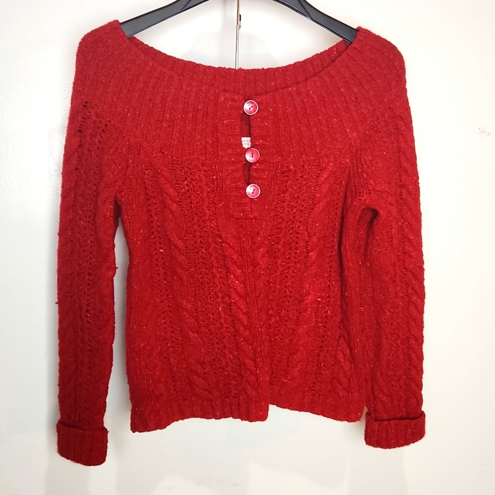American Eagle Outfitters Red thick knit sweater Sz-L